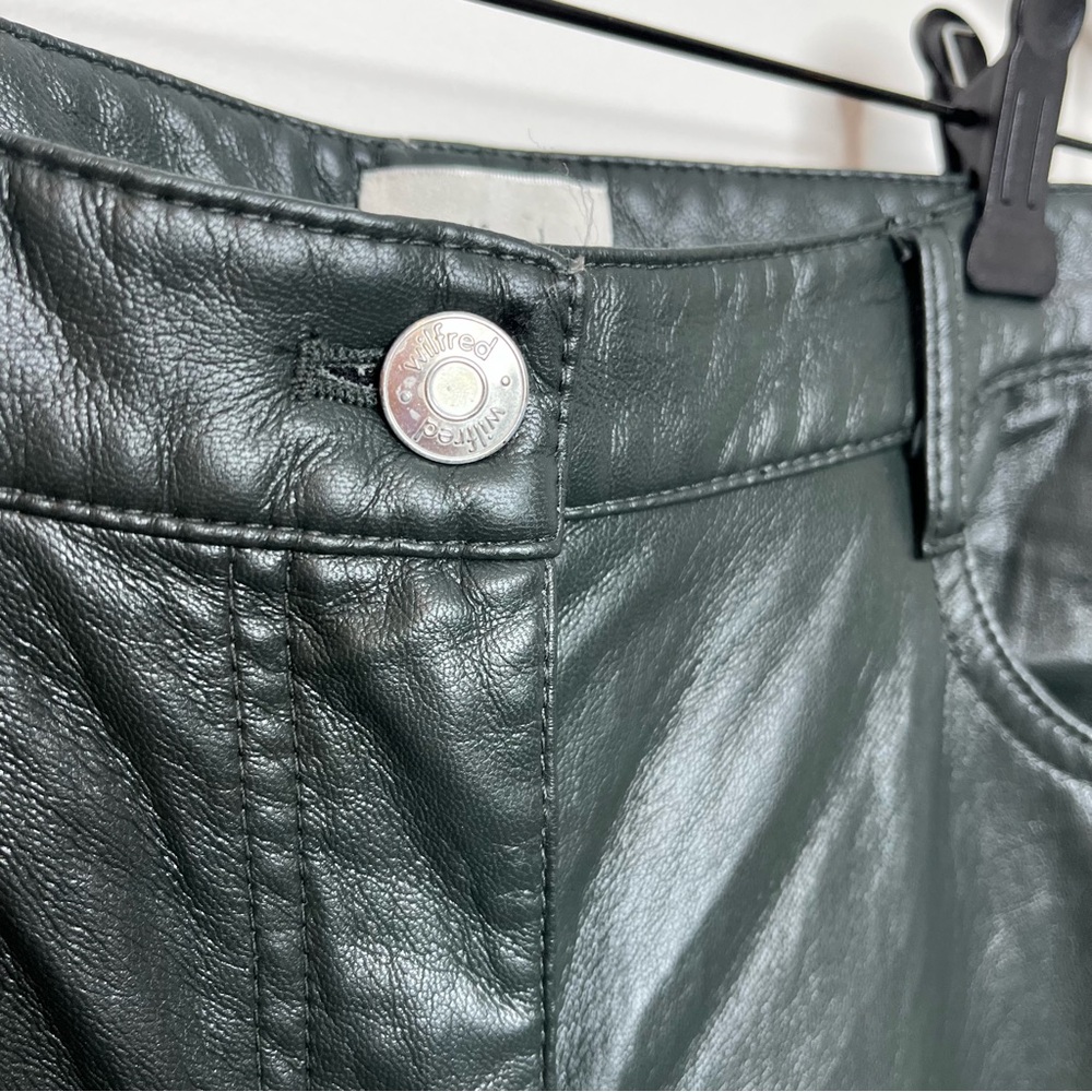 Aritzia Women's Size 6 Melina Vegan Leather Dark Green Cropped High Rise Pant - Picture 5 of 15